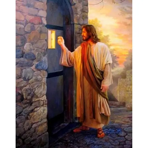 Алмазна мозаїка алмазна вишивка ікона на підрамнику, 40*50 Христос стукає у двері - фото 1