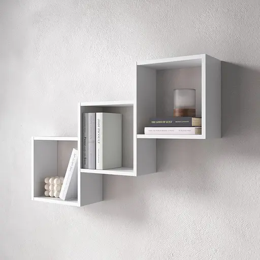 Полка настенная Vays M-13 Белый на 3 ячейки ЛДСП 98x18x66 см для книг декора дома гостиной офиса