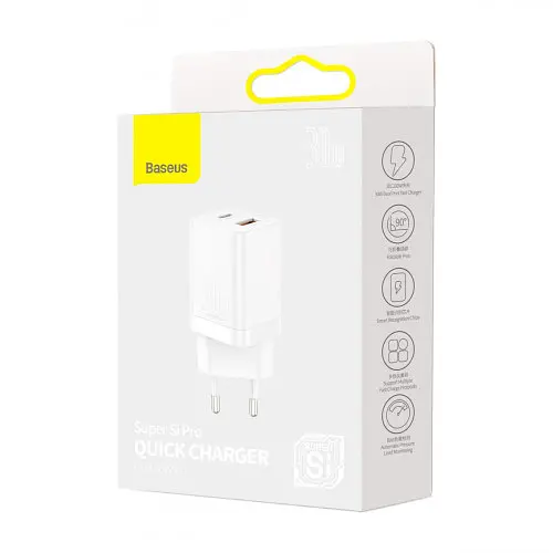 Зарядний пристрій Baseus Super Si Pro Quick Charger Type-C + USB 30 W CCSUPP-E02 - фото 4