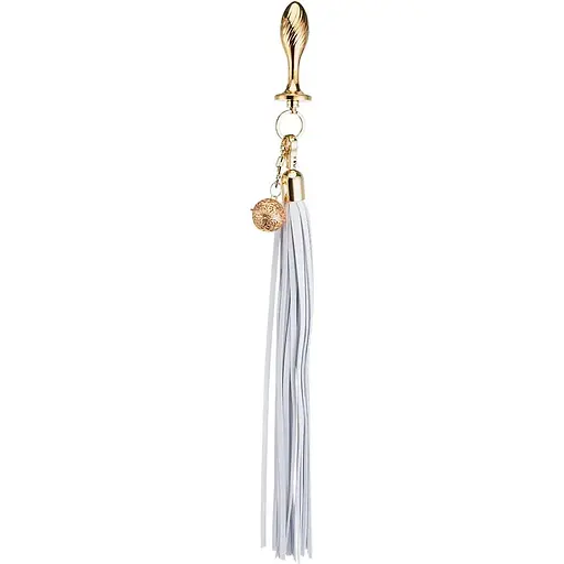 Металева анальна пробка Хвіст поні Lockink Sevanda White Pony-Tail Anal Pear-shape Plug - фото 2