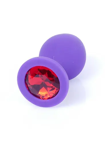Силіконова анальна пробка з кристалом Boss Jewellery Purple Medium Red Diamond 8 см (червоний) - фото 3