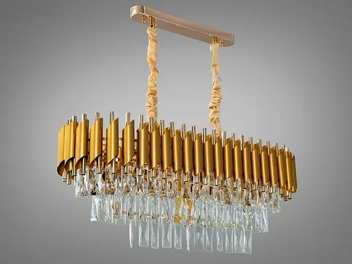 Красива кришталева люстра овальної форми в зал, 8 ламп - фото 3