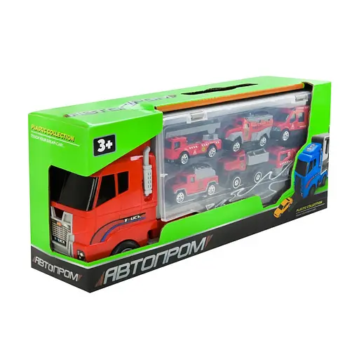 Дитячий трейлер з машинками АВТОПРОМ PS006-2, 6 машинок - фото 1
