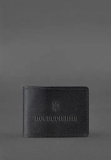 Универсальная кожаная обложка для удостоверения Черная - фото 3