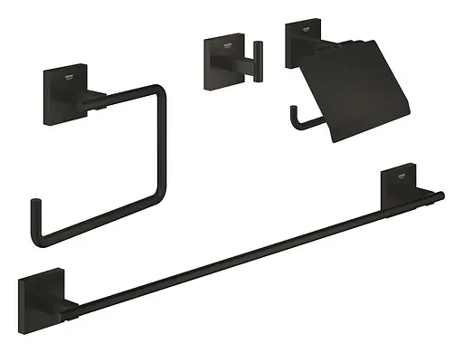 Набір аксесуарів 4 в 1 для ванної кімнати Grohe QuickFix Start Cube 411152430, Чорний матовий - фото 1