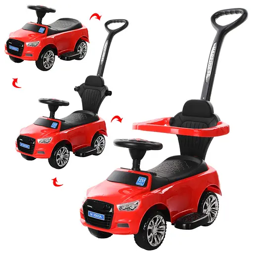 Каталка-толокар Bambi M 3503A-3 з батьківською ручкою та музикою для малюка червона - фото 4