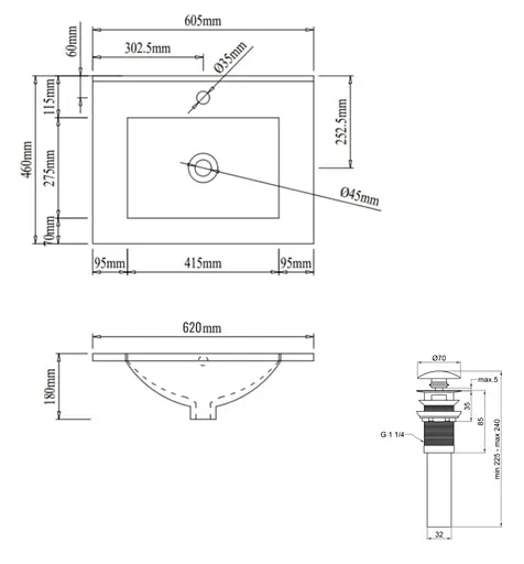 Раковина врізна меблева Qtap Albatross 620x460x180 White з донним клапаном QT01113060CW148473 - фото 6