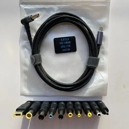 Кабель для зарядки ноутбука USB type C DC з набором перехідників 65W 100W 140W Max - фото 7