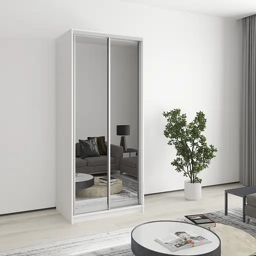 Шафа-купе дводверна MebelStar Стандарт AL 2 Дзеркала 90x45x210 см Аляска білий (MBS-2458)