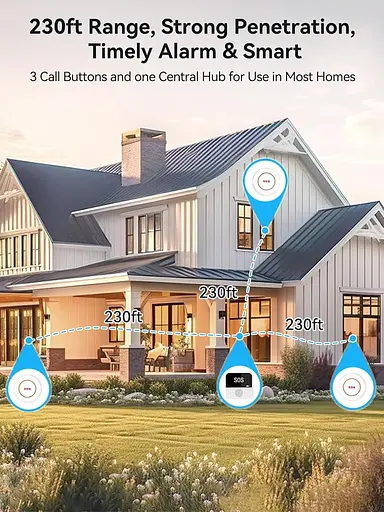 Комплект з 3 бездротових кнопок виклику доглядальниці для людей похилого віку, тривожна кнопка з Wi-Fi - фото 3