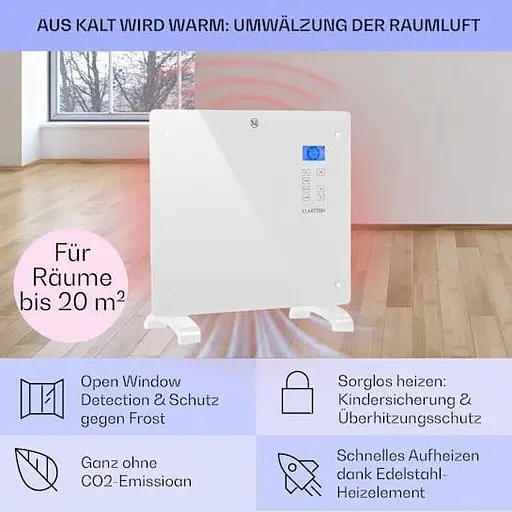 Конвекційний обігрівач Klarstein Norderney 1000 Вт 20 м кв (10032788) - фото 6