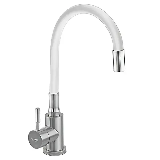 Смеситель для кухни Armata SUS-011 white с силиконовым изливом CH6562 Нержавеющая сталь - фото 1