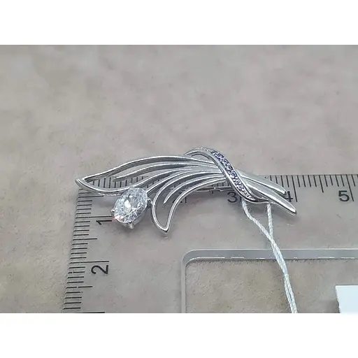 Срібна брошка Ірій з фіанітами. 9526 ФИОЛ - фото 4