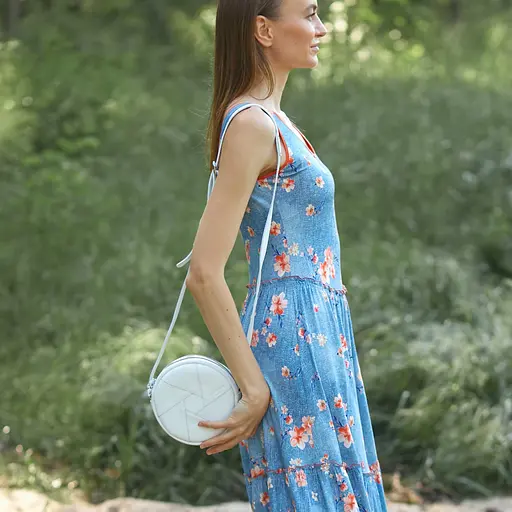 Шкіряна кругла жіноча сумка Бон-Бон біла - фото 6