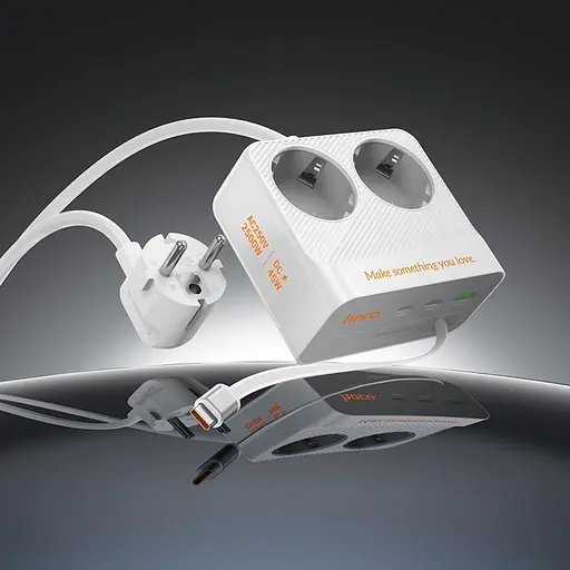 Сетевое зарядное устройство удлинитель Hoco AC28 USB/3 Type-C PD 45W 2 розетки 2m белый - фото 7