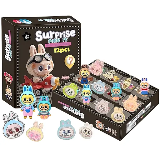 Набор героев Лабубу LZMH 12-007 C1 – адвент-календарь с 12 ячейками, фигурками, мягкими значками и аксессуарами