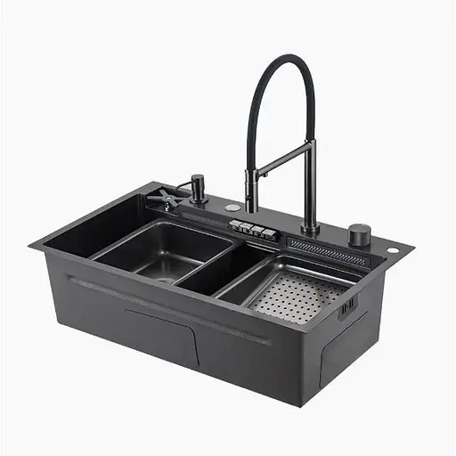 Кухонная мойка Gappo GS7547-19 + смеситель + сифон + колландер + дозатор + омыватель стаканов - фото 1