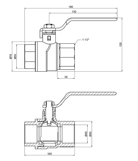 Кран шаровой Thermo Alliance Forte 1 1/2" ВВ прямой, PN40, рычаг SF600W40 - фото 4
