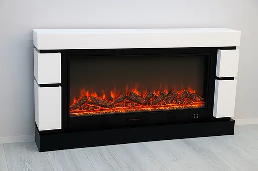 Електричний камін Logos Long 158 1500Вт Bluetooth звук потріскування дров White with black (10080144) - фото 3