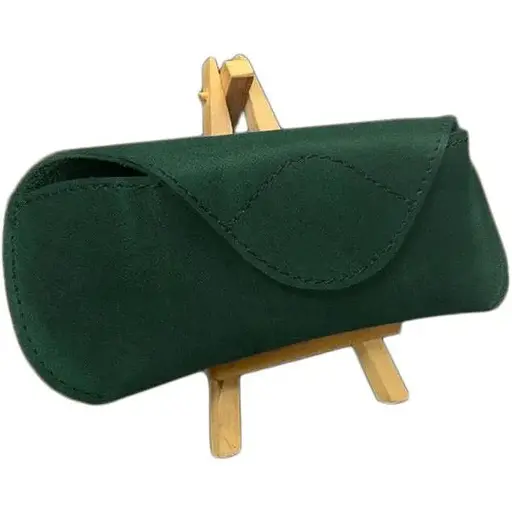 Кожаный чехол для очков BlankNote Crazy Horse с клапаном на магните Зеленый - фото 1