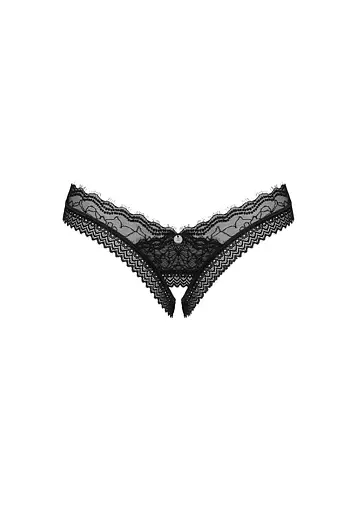 Стринги с открытым доступом Obsessive Medilla XS/S черный - фото 5