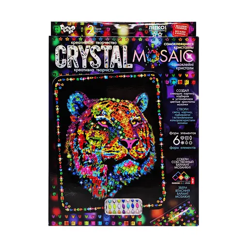 Креативное творчество "Crystal mosaic Тигр" CRM-02-01, 6 форм элементов