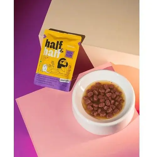 Корм влажный Half&Half для взрослых кошек кусочки с уткой в ​​соусе в форме пауча 100 г - фото 4