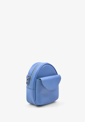 Шкіряна жіноча міні-сумка Kroha блакитний краст - фото 5