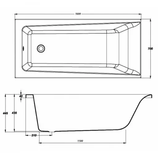 Ванна акриловая Cersant Lorena 160x70 - фото 3