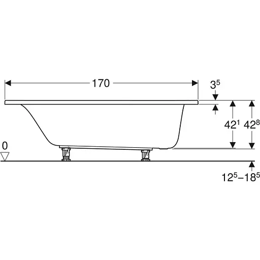 Ванна акриловая Gebert Selnova 170x75 554.285.01.1 + ножки Белый - фото 3