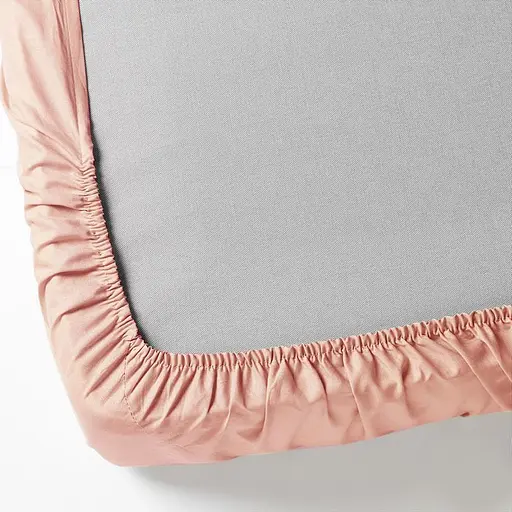 Полуторная простынь персиковая на резинке 140х190х20 см - фото 2