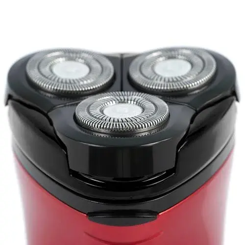 Электробритва Новый Харьков НХ-8507 Лидер-Q Red, 6W, роторная, сухое бритье, 3 головки для бритья, двойные лезвия, плавающая конструкция ножей, повторение контуров лица, питание аккумуляторный Li-ion, триммер для висков - фото 3