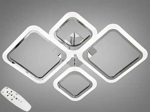 Современная дизайнерская светодиодная люстра с пультом, 52W, серебро - фото 1