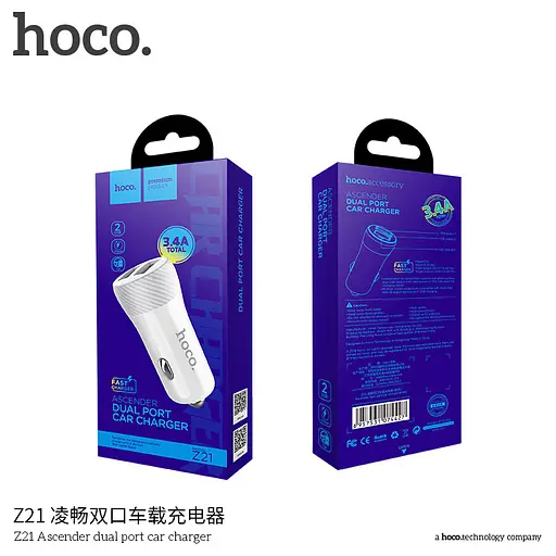 Адаптер автомобильный Hoco Z21 black 2 USB-A port 3.4 А - фото 4