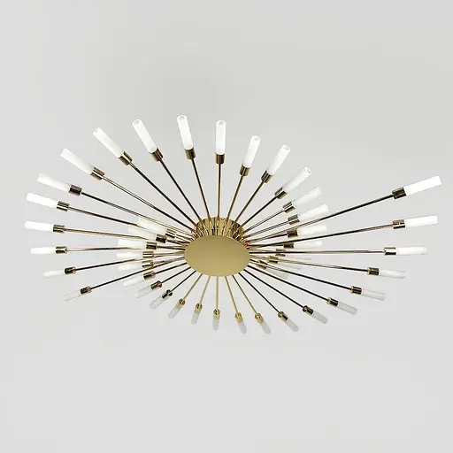 Потолочная золотая люстра в форме солнечной вспышки на 42 плафона G4 Ø 135х120 см | Line F | Ст. 1279/42 GD - фото 5