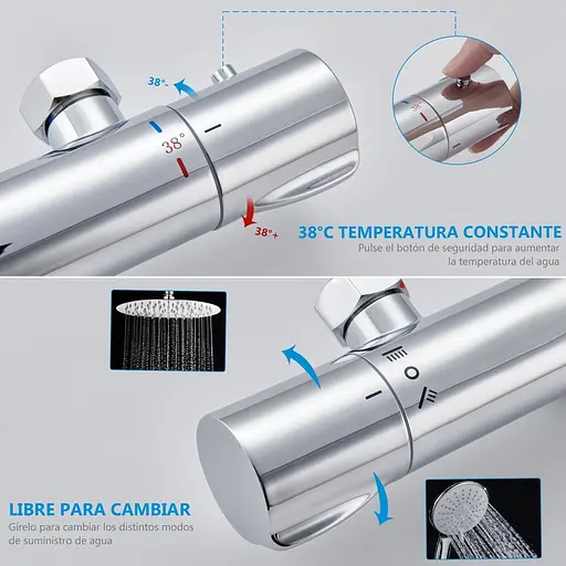 Термостатична душова лійка Ulytid 38℃ хромована душова система для ванної кімнати - фото 4