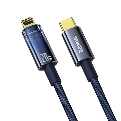Кабель Baseus Explorer Series Auto Power-Off Fast Charging Data Cable Type-C to IP 20W 2m Blue - фото 3