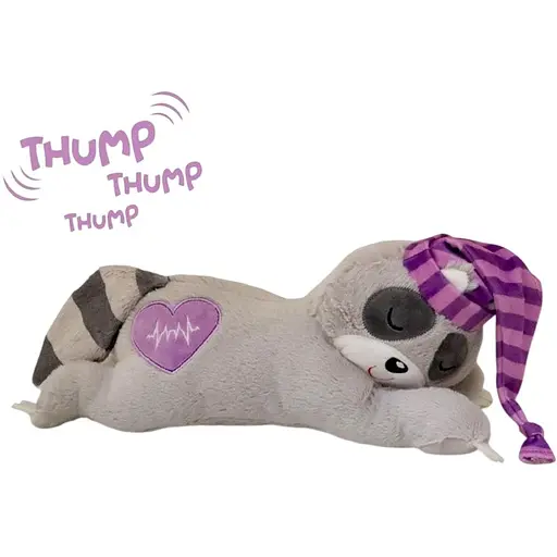 Игрушка для собак Croci Heart Beat Енот для собак страдающих боязнью разлуки интерактивная плюшевая 37 см