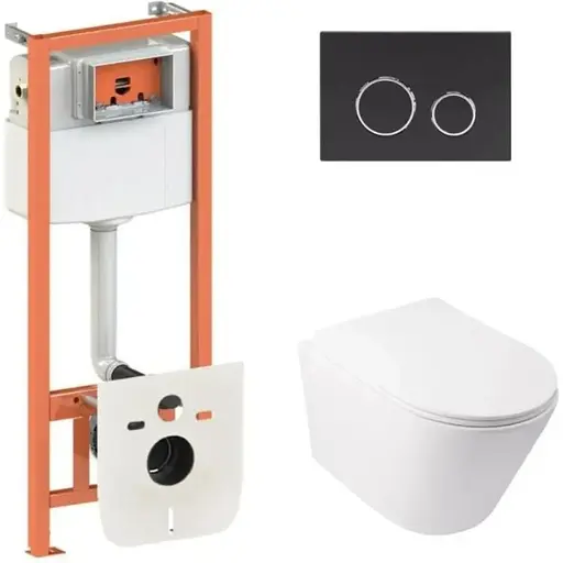 Набір Q-tap Nest 4 в 1 підвісний унітаз Swan Ultra Quiet 485x360x320 + комплект інсталяції QT16335179W45150 - фото 1