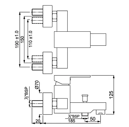 Смеситель для ванны Jaquar Kubix F KUB-CHR-35119F Хром - фото 2