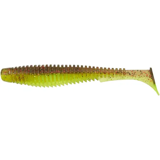 Силикон FishUP U-Shad 4" #203 - Green Pumpkin/Flo Chartreuse (8 шт/уп)