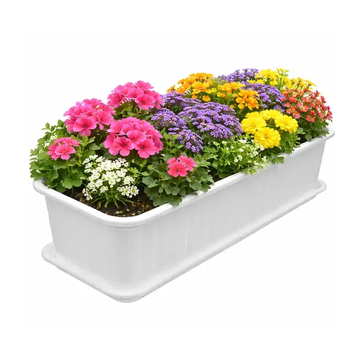 Балконний ящик для вирощування розсади, декоративних і кімнатних рослин 49х16.5х14.5 см Білий 88087 - фото 2