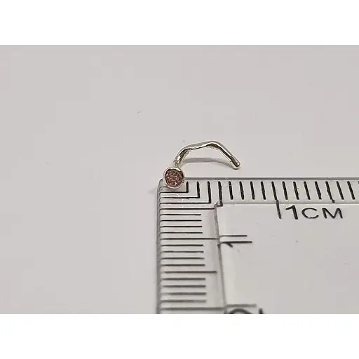 Серебряная серьга-пирсинг в нос. 1024.8С Розовый - фото 5