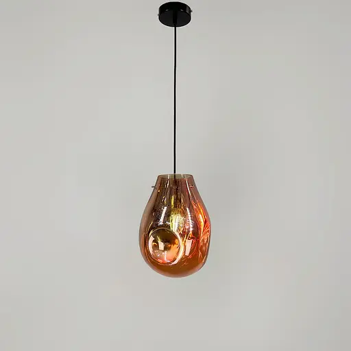 Подвес с мятым удлиненным стеклянным плафоном в розовом золоте | Line F | Арт. 0459/1 Rose Gold - фото 1