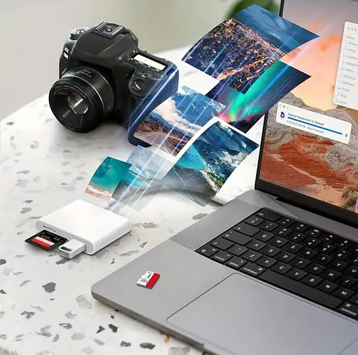 Універсальний кардридер 3-в-1 (SD/TF/CF) з Type-C і USB-портами, OTG-адаптер для телефонів, ноутбуків та ін. - фото 13