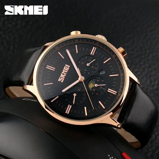 Мужские классические часы Skmei 9117 Black Gold - фото 4