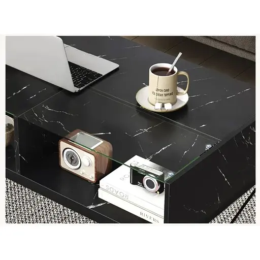 Журнальный стол Costway Moderne с подсветкой черный - фото 10