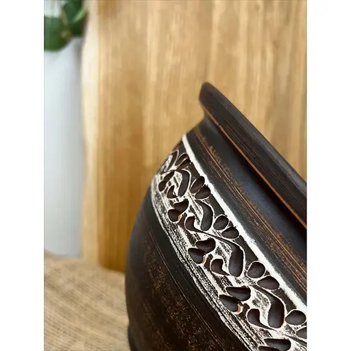 Макітра 1.5 літра керамічна (глиняна) різьблена ангоб - фото 5