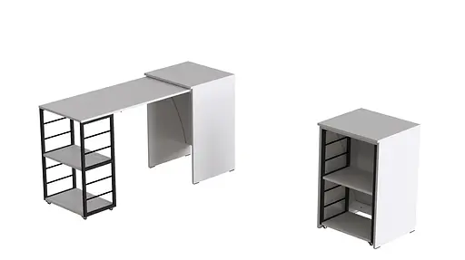 Стіл-тумба трансформер Смарт 2/1 Ferrum-decor 750x1450x500 Чорний метал ДСП Біле 16 мм (FRD-105095)