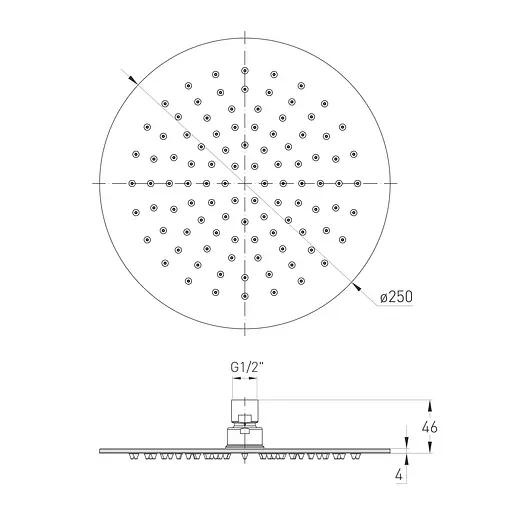Верхній душ 250 мм Volle Cascada 16008101, Хром - фото 2